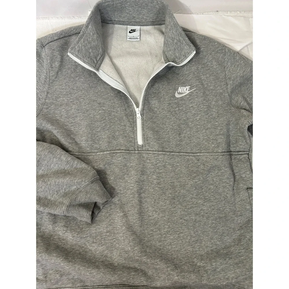 Nike Women's 1/2-Zip Sz L High Neck Sweatshirt GREY HEATHER Kangaroo Pocket